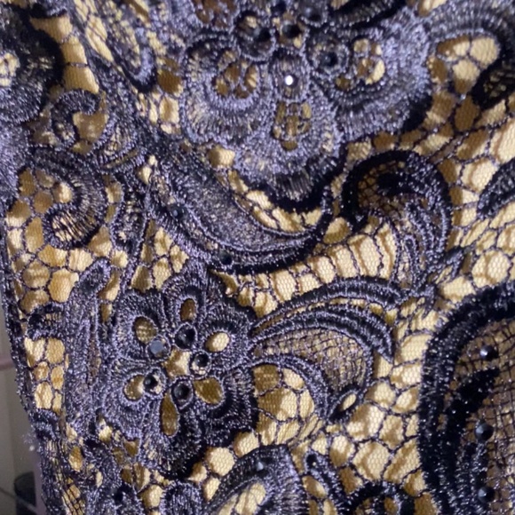 Alyce Paris Claudine, Black Nude Lace Mermaid Strapless Designer Dress SZ 0 - Picture 5 of 16